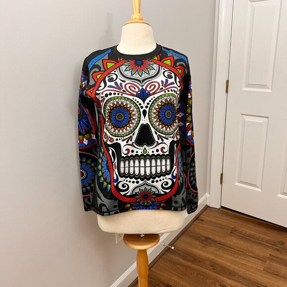 INKnBURN Women's Calavera Pullover with Thumbholes Skull Sz M - Picture 7 of 10